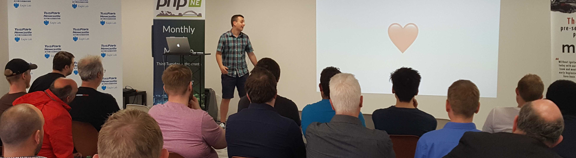 Nathan speaking at PHP North East in July 2019